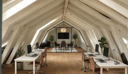 Enklare renderingsbild/inspirationsbild hur vindsvåningen kan se ut. Storgatan 61