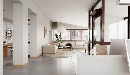 Så här kan lokalen se ut efter genomförda anpassningar – modern, ljus och flexibel. Industrivägen 6E