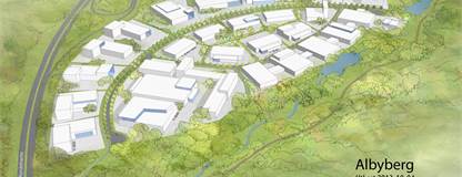 Skiss mot norr Albybergsringen 1, 3, 5, Damml