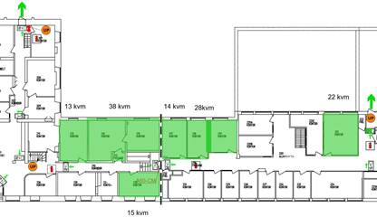 Planskiss, gröna rum är tillgängliga Engelbrektsgatan 25